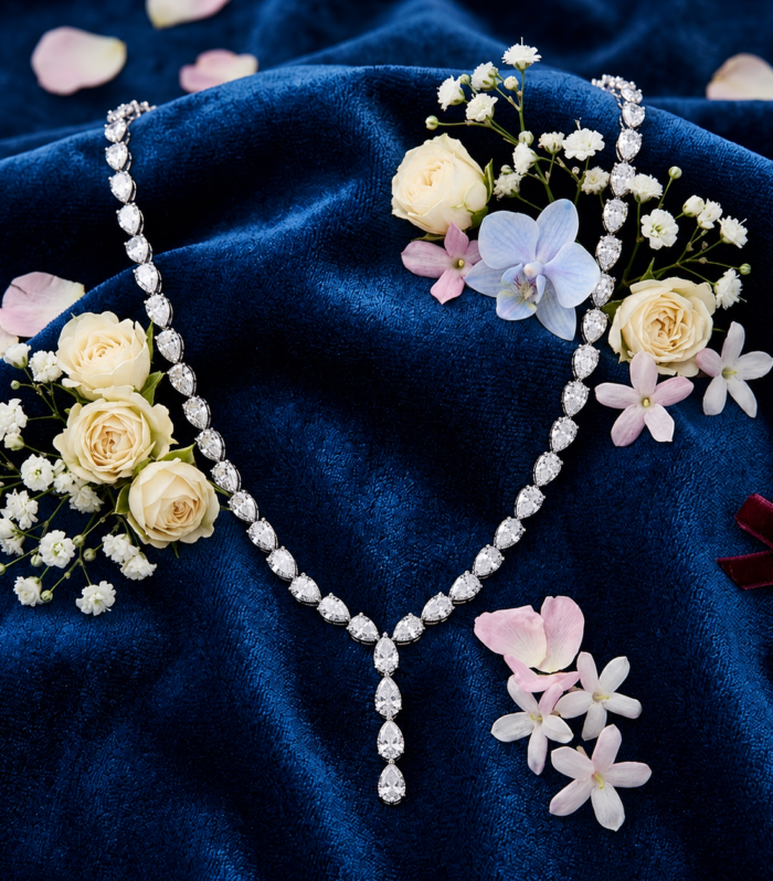 Diamond Lariat Necklace with Cascading Drops