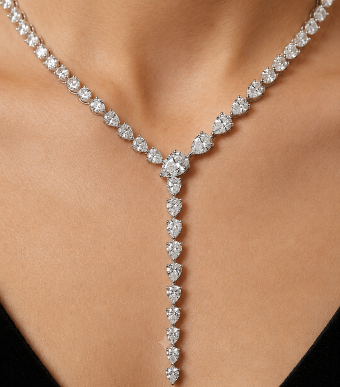 Serpentine Diamond Necklace with Round & Graduating Pear Drops