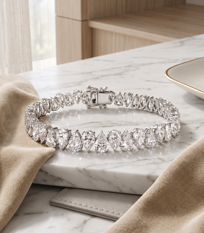 Offset Pear Tennis Bracelet
