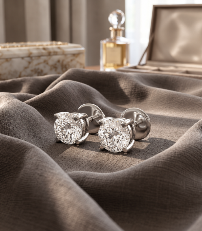 Lustrous Solitaire Stud Earrings