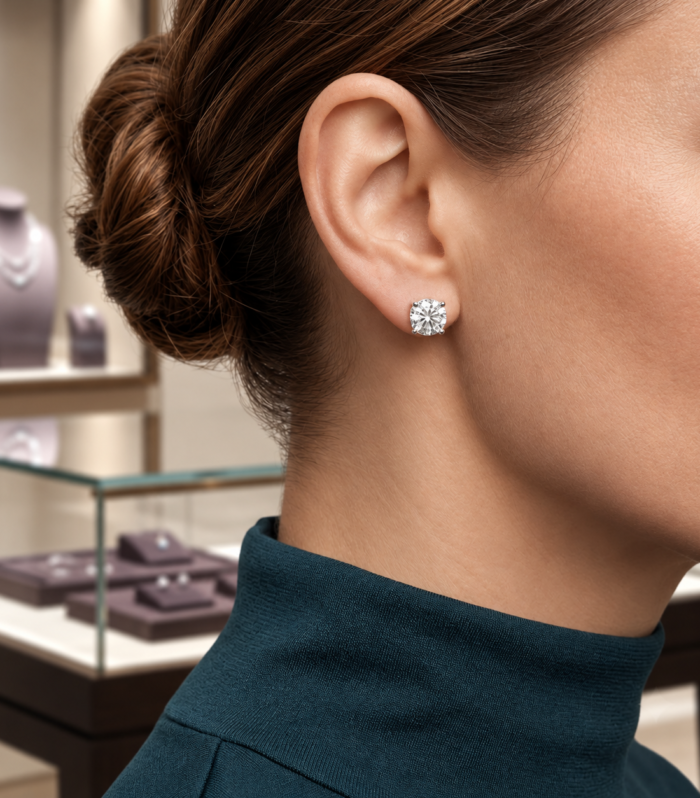 Lustrous Solitaire Stud Earrings