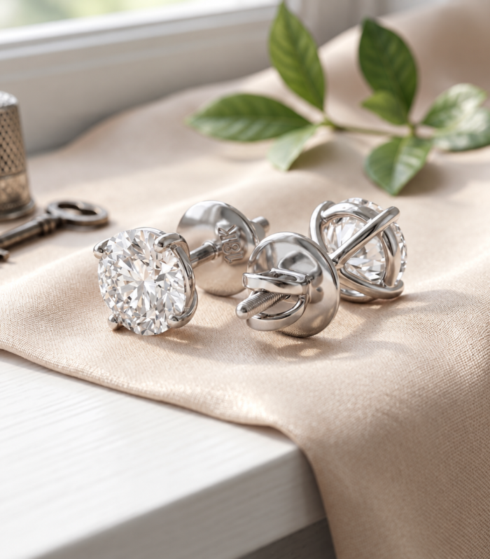 Radiant Round Martini Stud Earrings – 4 Prongs