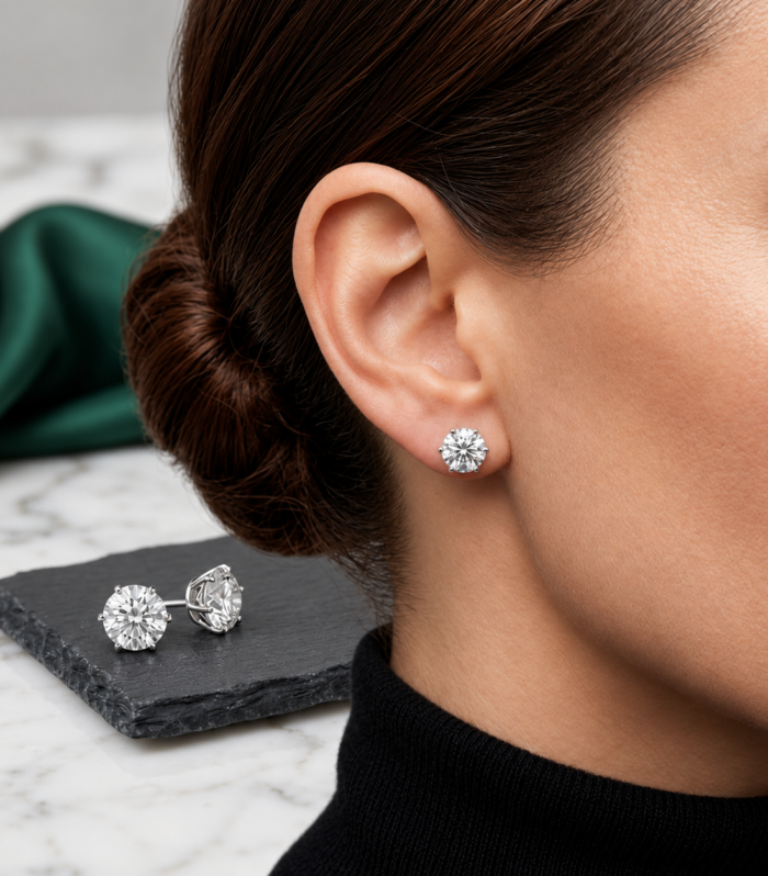 Radiant Round Martini Stud Earrings – 6 Prongs